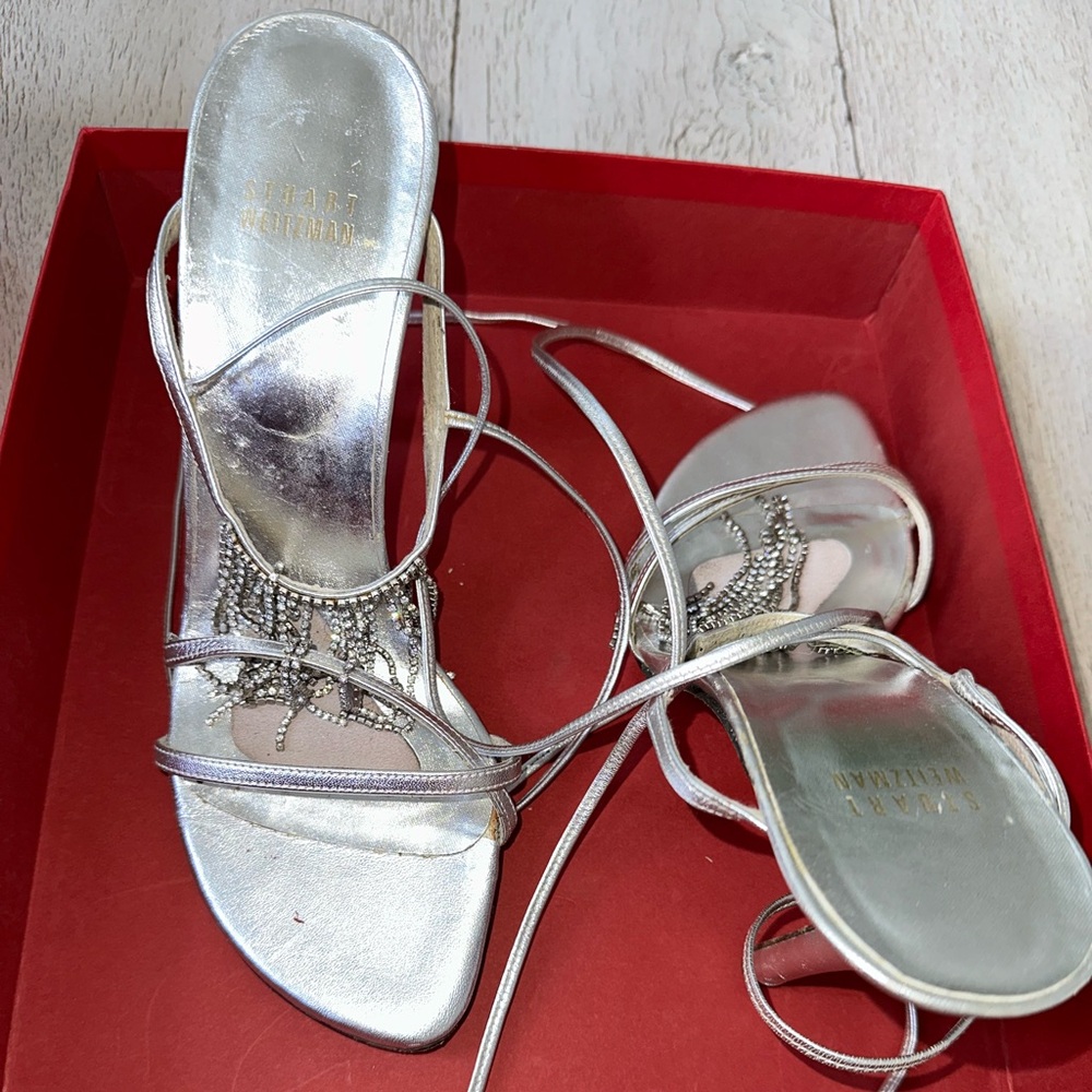 Stuart Weitzman Silver Rhinestone Heels - Picture 5 of 10